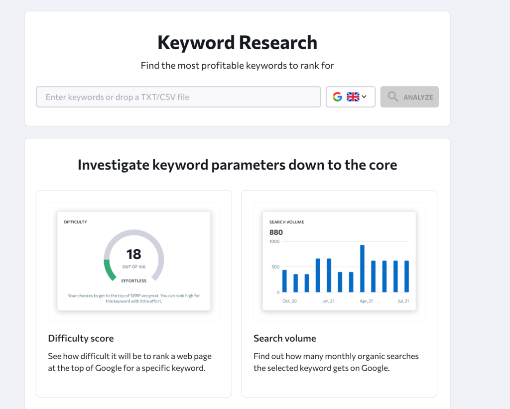 How to use SE Ranking for Keyword Research 1 | Webhive Digital A screenshot of SE Ranking's keyword research tool