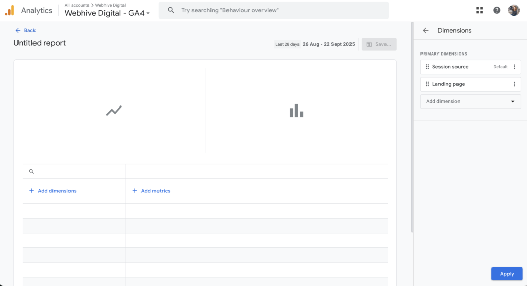 How to Track AI Traffic in GA4 2 | Webhive Digital How to Track AI Traffic in GA4 - Step 1